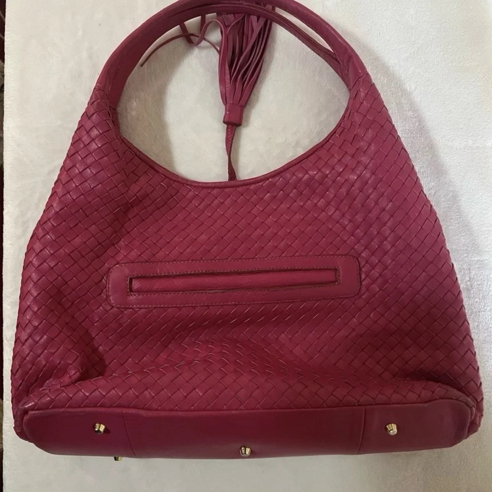 🩷 LALO LARGE Pink HAND Woven NAPA LEATHER HANDBAG / Vintage🩷